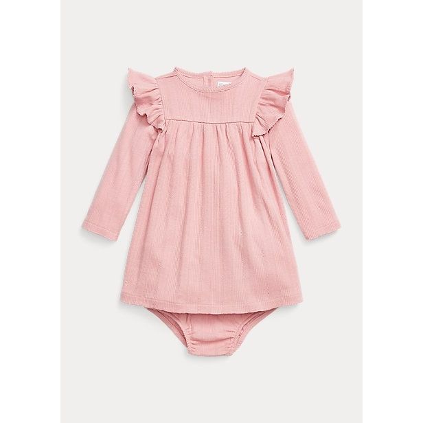 POLO RALPH LAUREN RUFFLED POINTELLE COTTON DRESS & BLOOMER - Yooto