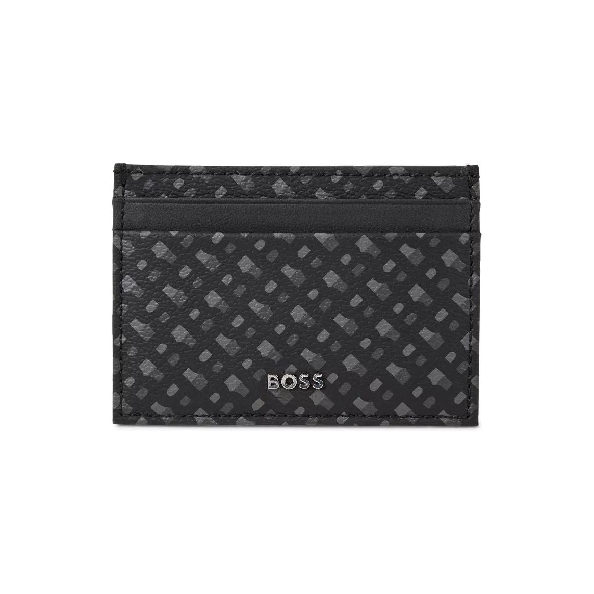 BOSS MONOGRAM-PRINT CARD HOLDER IN COATED ITALIAN FABRIC - Yooto