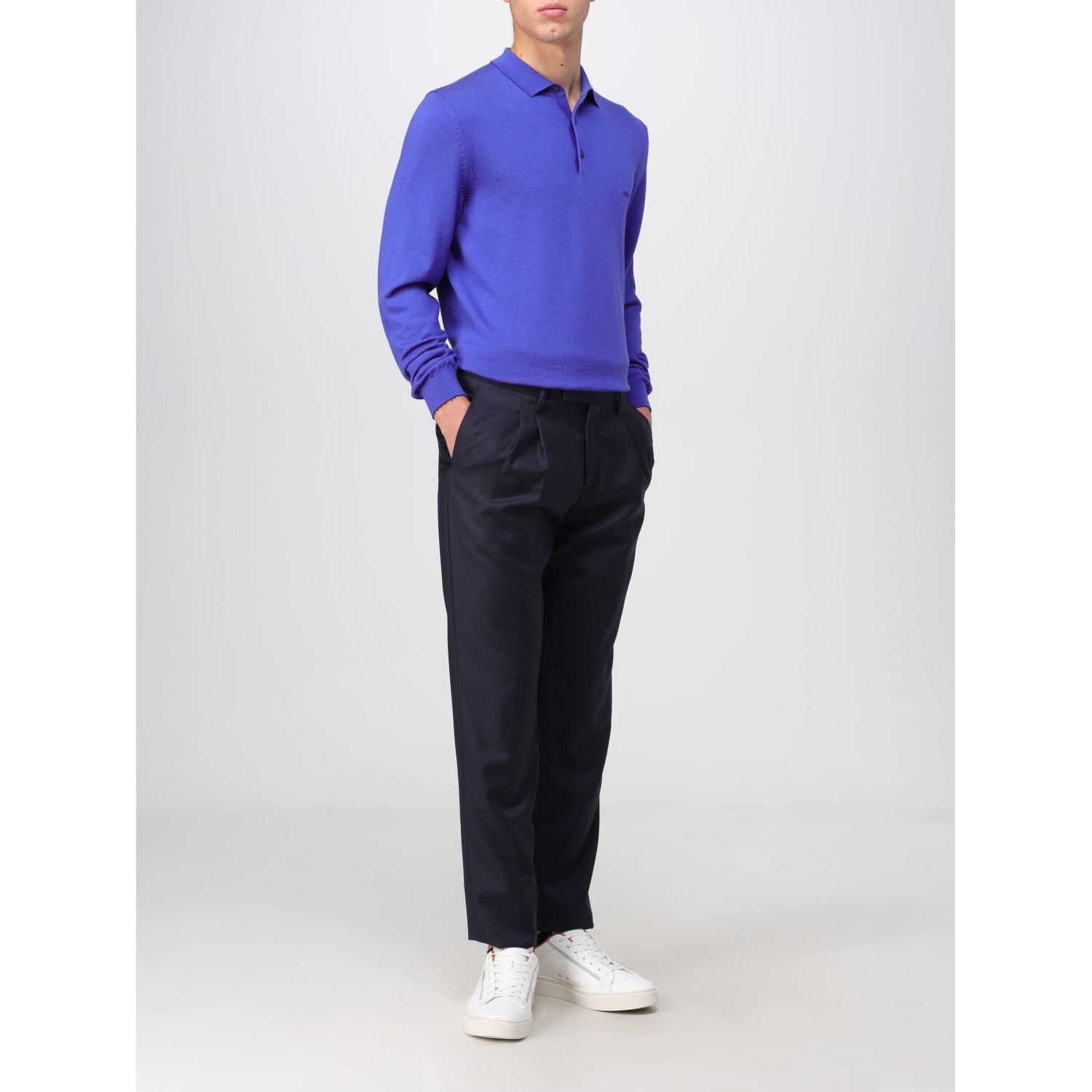 BOSS POLO SWEATER IN VIRGIN WOOL WITH EMBROIDERED LOGO - Yooto