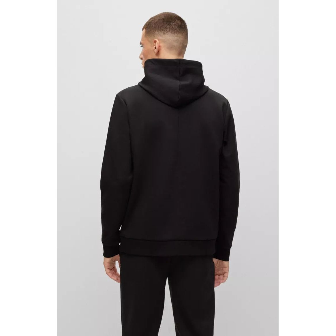 BOSS COTTON-BLEND RELAXED-FIT HOODIE WITH CONTRAST LOGO - Yooto