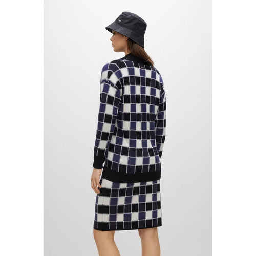 Load image into Gallery viewer, BOSS RELAXED-FIT CHECKED CARDIGAN WITH LOGO BUTTONS - Yooto
