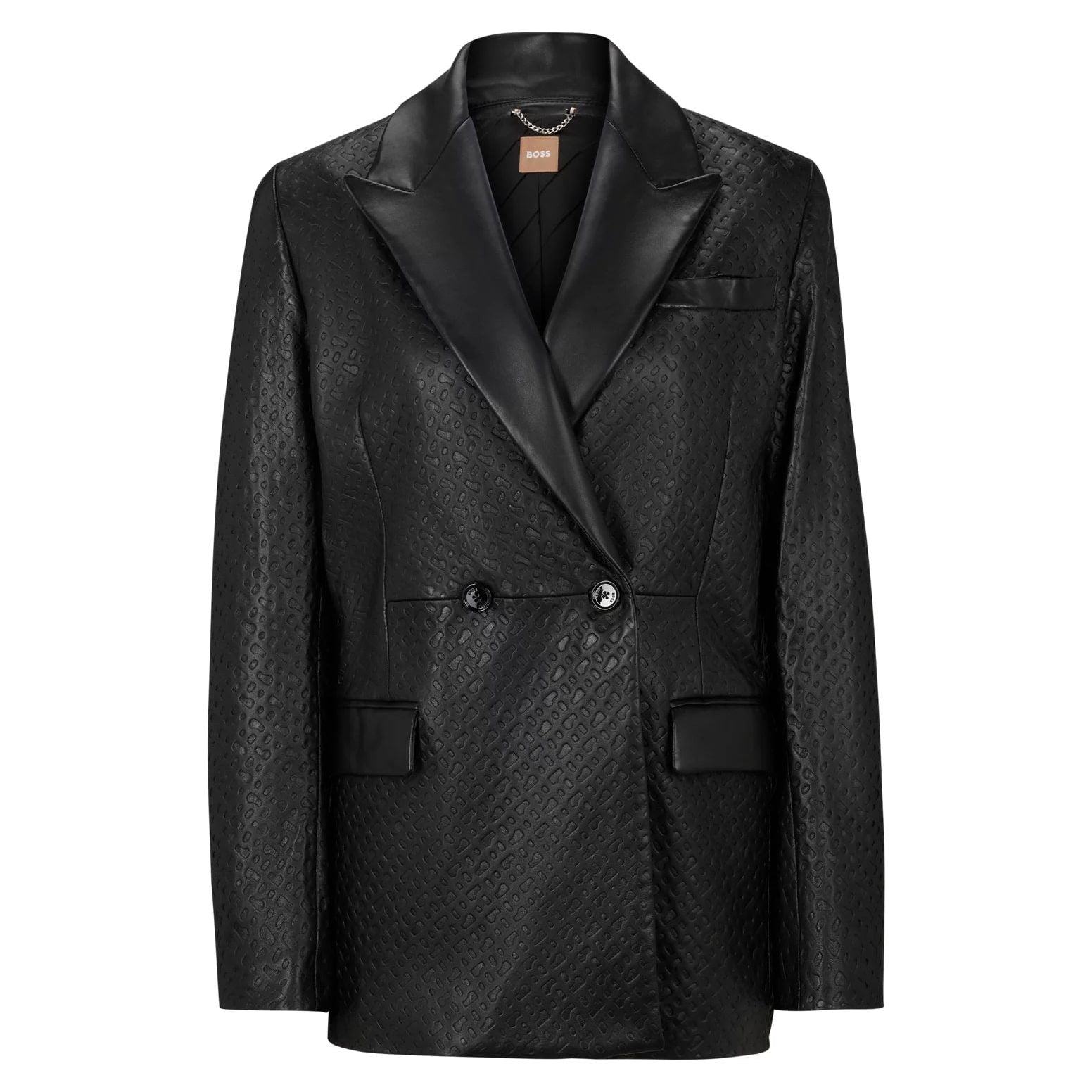 BOSS LEATHER JACKET WITH PEAK LAPELS - Yooto