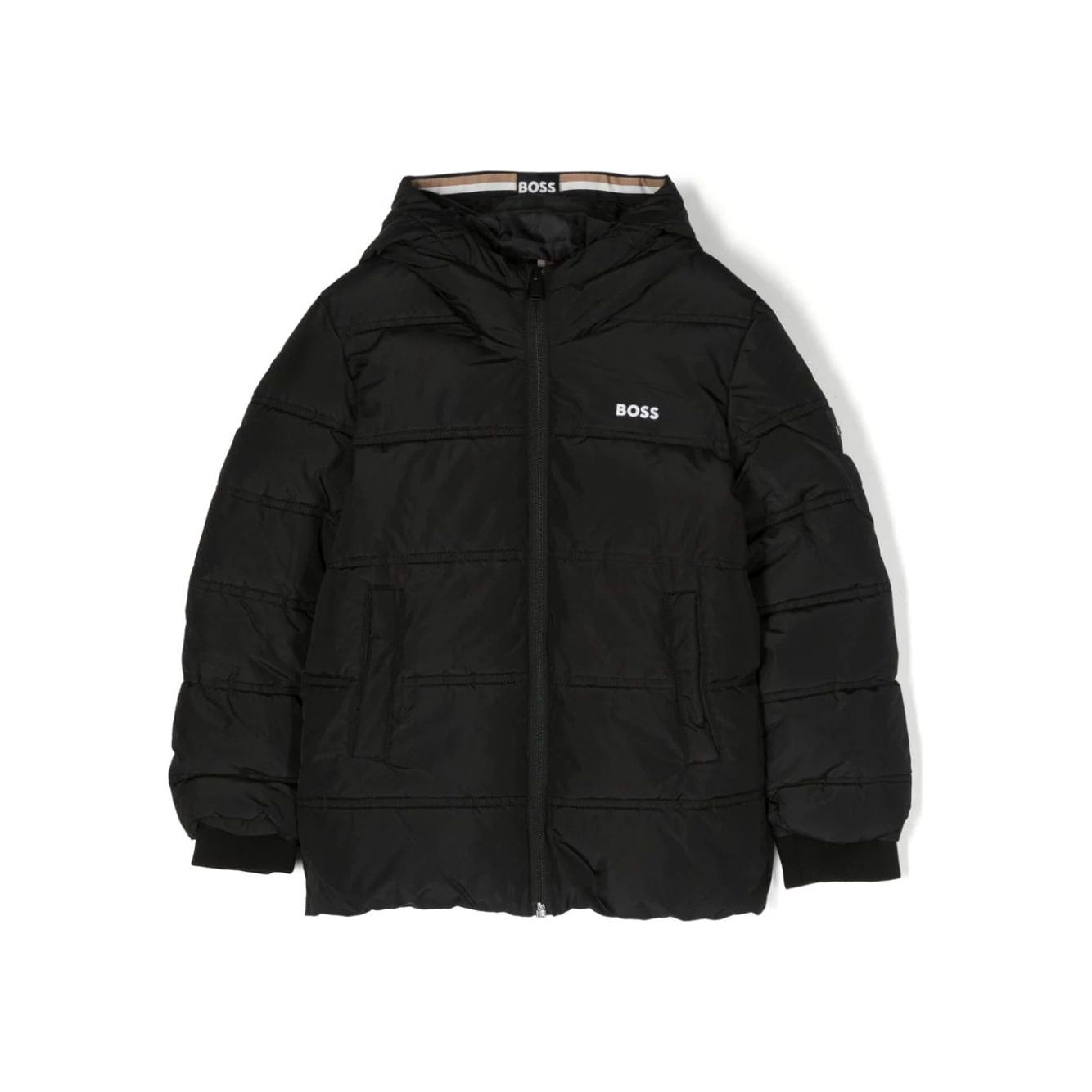 BOSS KIDS LOGO-PRINT PADDED HOODED JACKET - Yooto