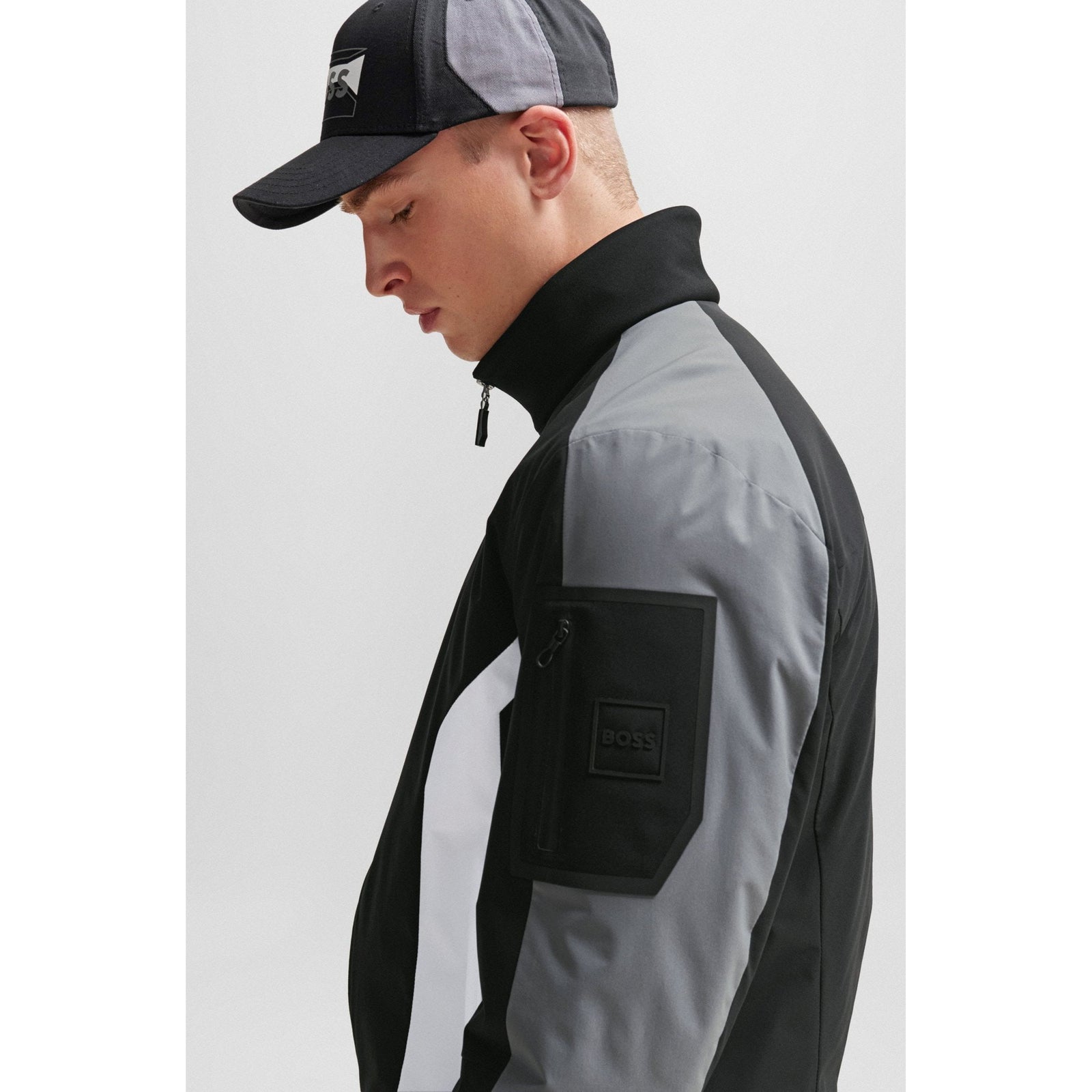 WATER-REPELLENT PADDED JACKET WITH BRANDED POCKET ON THE SLEEVE - Yooto