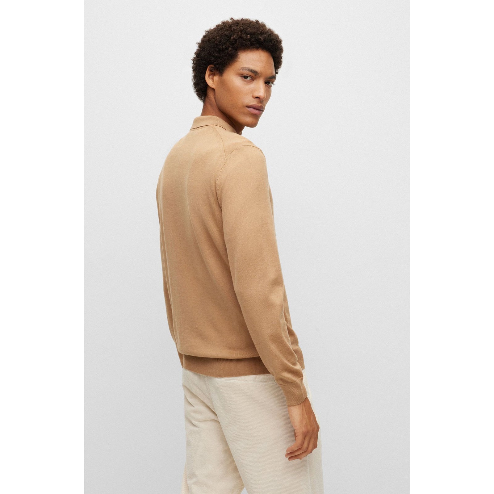 BOSS POLO SWEATER IN VIRGIN WOOL WITH EMBROIDERED LOGO - Yooto