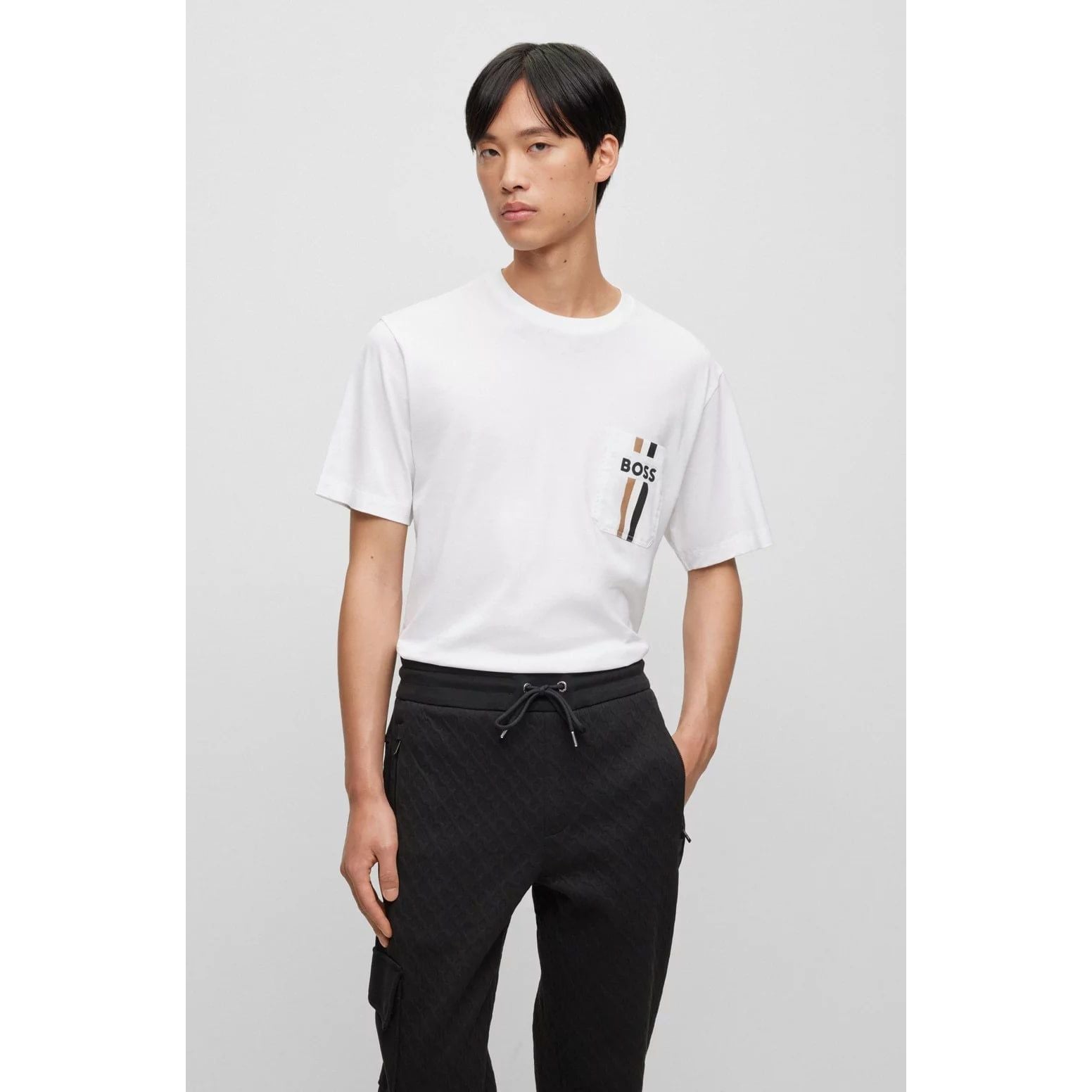 BOSS COTTON-JERSEY T-SHIRT WITH SIGNATURE STRIPE AND LOGO - Yooto