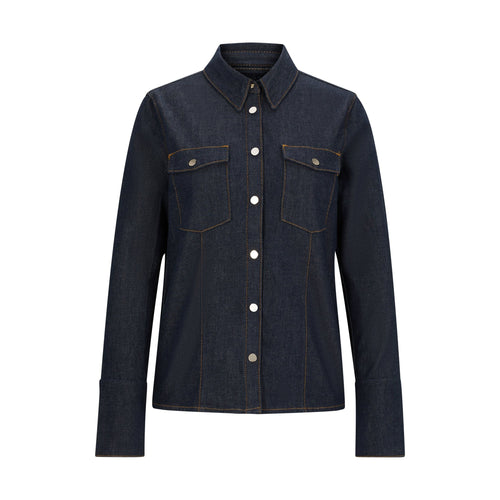 Load image into Gallery viewer, BOSS REGULAR-FIT BLOUSE IN NAVY COMFORT-STRETCH DENIM - Yooto
