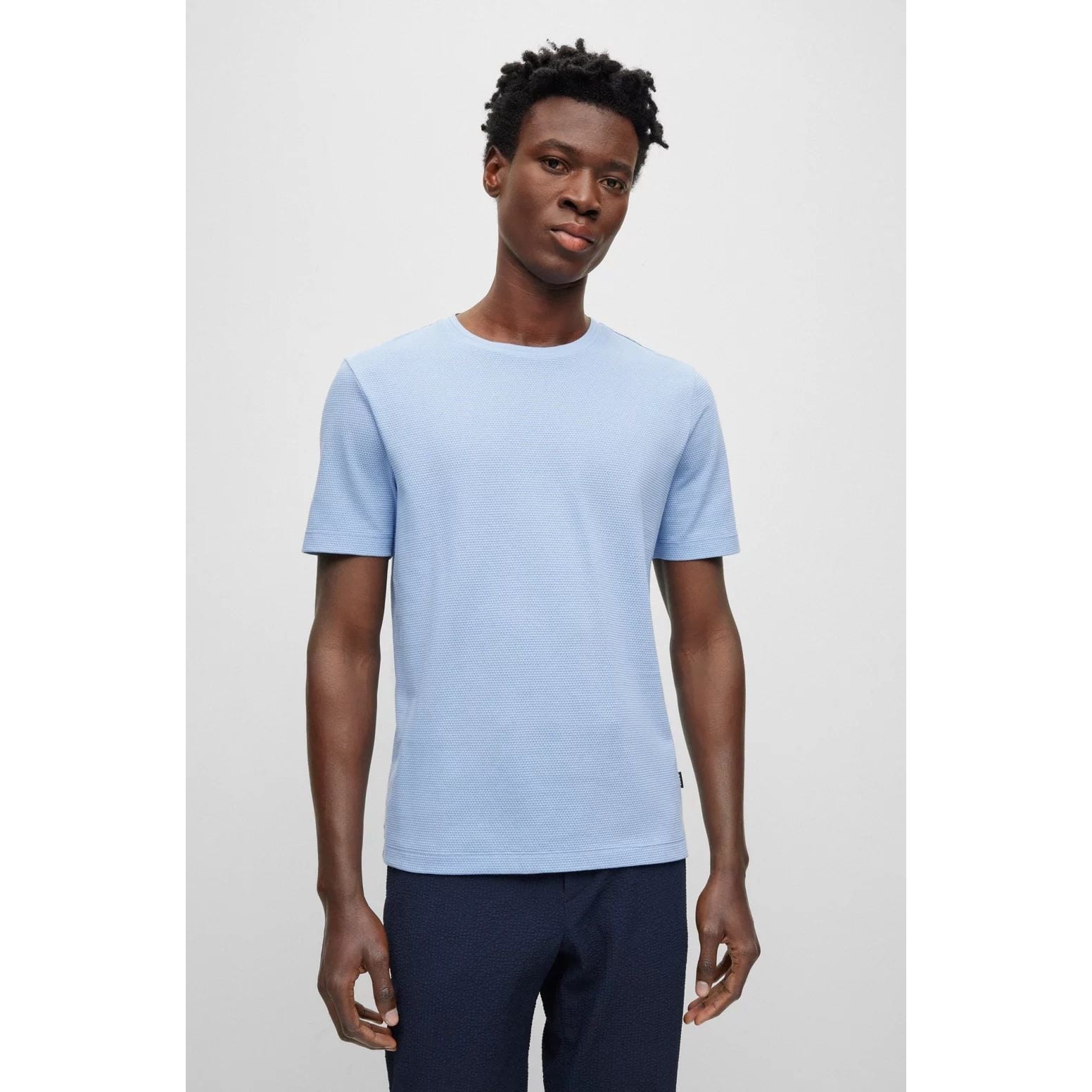 BOSS COTTON-BLEND T-SHIRT WITH BUBBLE-JACQUARD STRUCTURE - Yooto