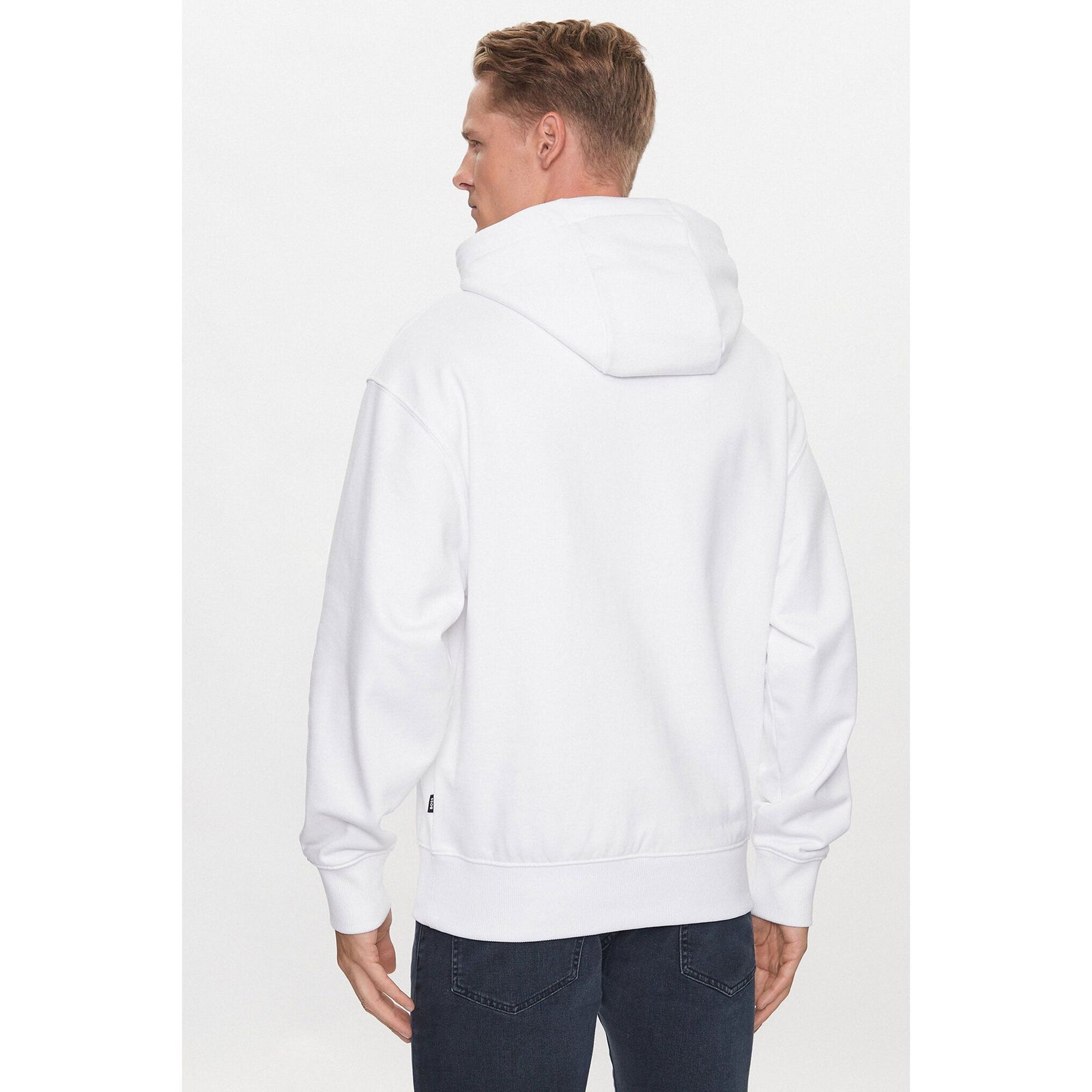 BOSS COTTON-TERRY HOODIE WITH RUBBER-PRINT LOGO - Yooto