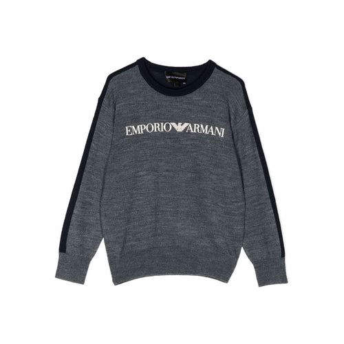 Load image into Gallery viewer, EMPORIO ARMANI KIDS LOGO-EMBROIDERED ROUND-NECK JUMPER - Yooto
