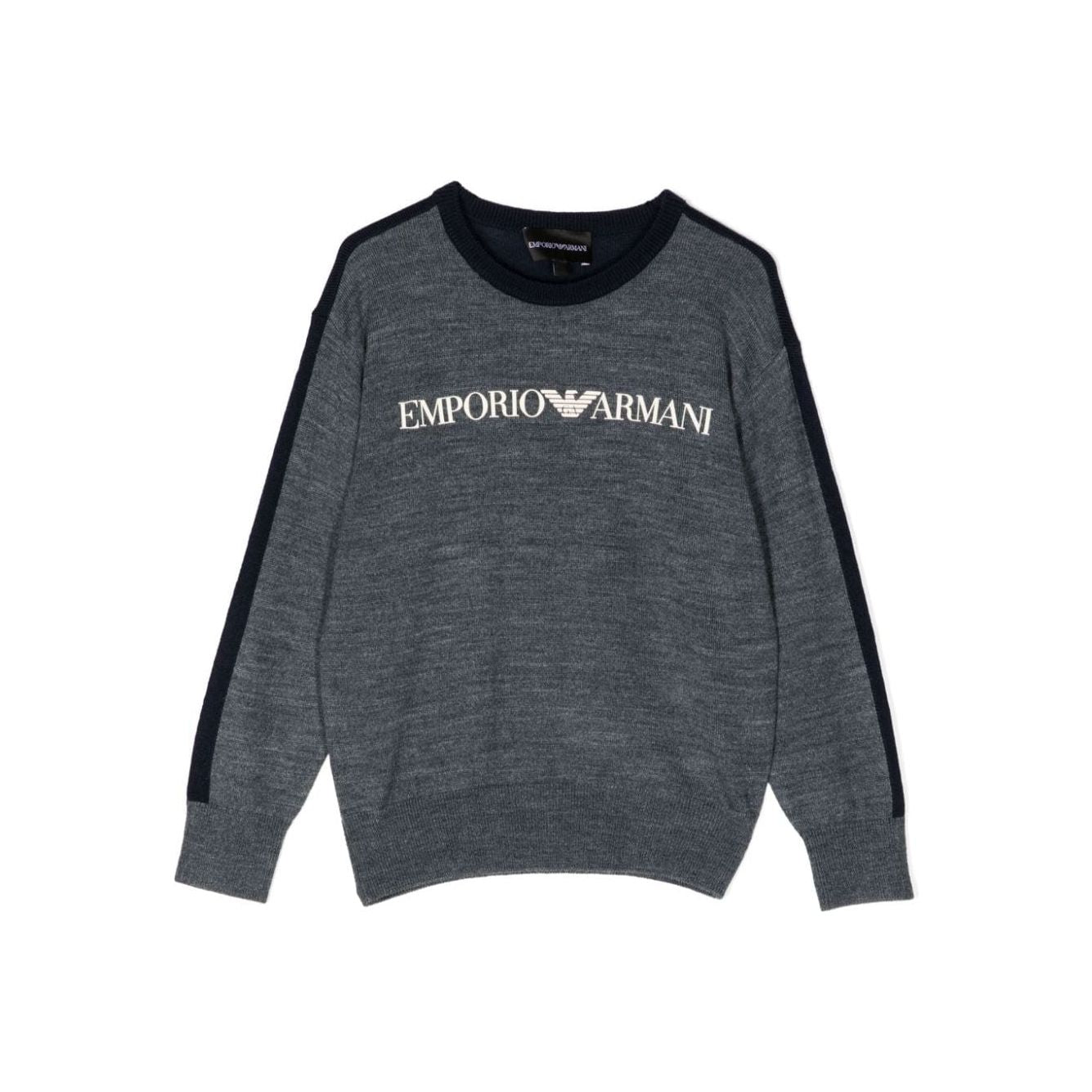 EMPORIO ARMANI KIDS LOGO-EMBROIDERED ROUND-NECK JUMPER - Yooto