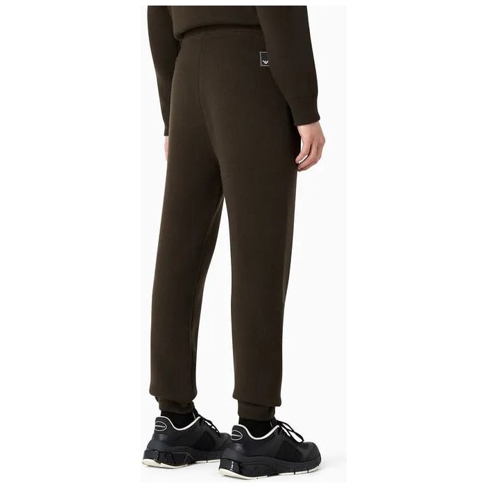 EMPORIO ARMANI TRAVEL ESSENTIAL FLEECE STITCH VIRGIN WOOL KNITTED JOGGER TROUSERS - Yooto