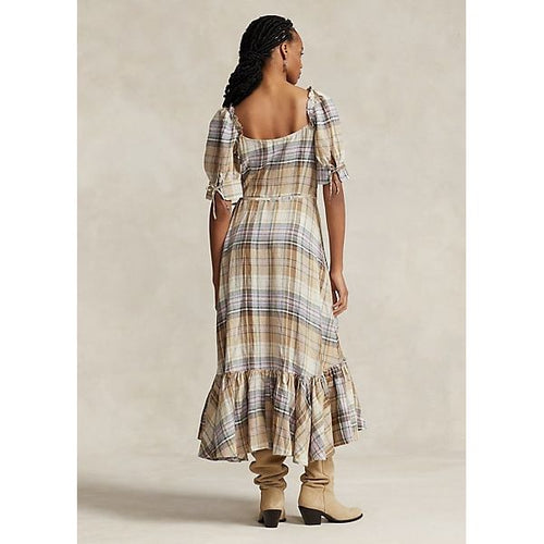 Load image into Gallery viewer, POLO RALPH LAUREN PLAID LINEN WRAP DRESS - Yooto
