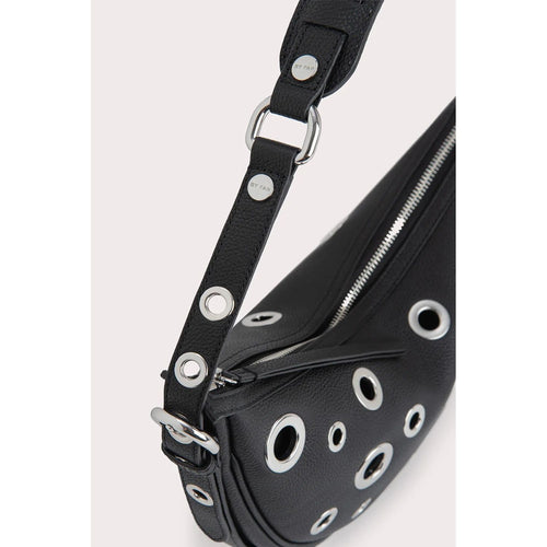 Load image into Gallery viewer, BY FAR GIB BLACK SMALL GRAIN CALF LEATHER AND EYELETS - Yooto
