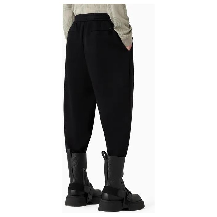 EMPORIO ARMANI DOUBLE-JERSEY JOGGERS WITH DRAWSTRING AND PLEATS - Yooto