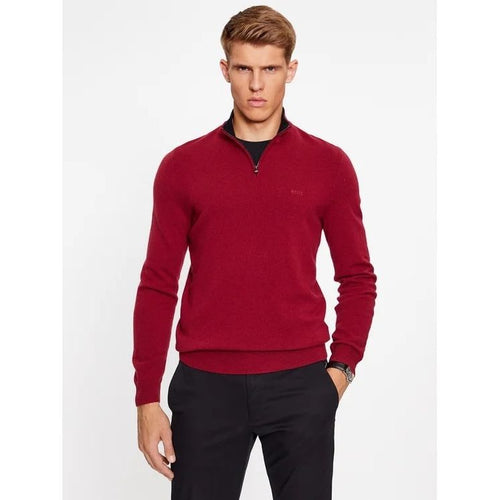 Load image into Gallery viewer, BOSS ZIP-NECK SWEATER IN VIRGIN WOOL WITH EMBROIDERED LOGO - Yooto
