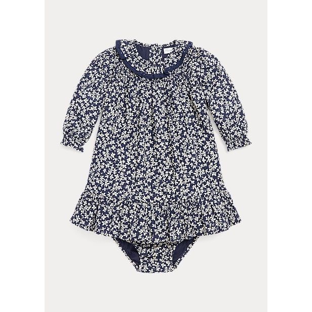 POLO RALPH LAUREN FLORAL COTTON DOBBY DRESS & BLOOMER - Yooto