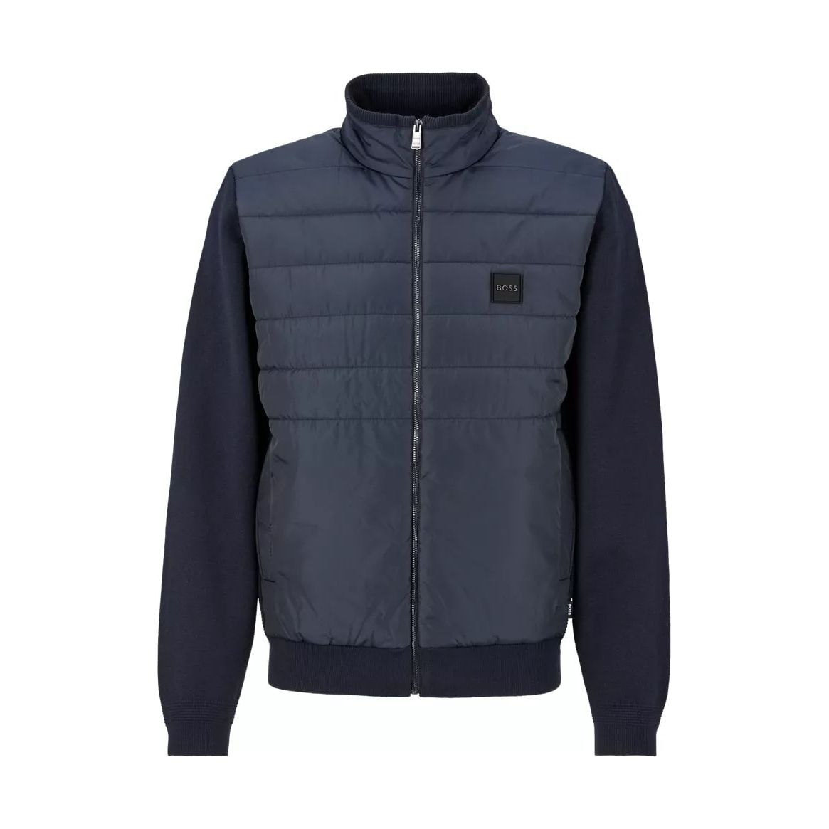 BOSS REGULAR-FIT ZIPPED JACKET IN COTTON AND VIRGIN WOOL - Yooto