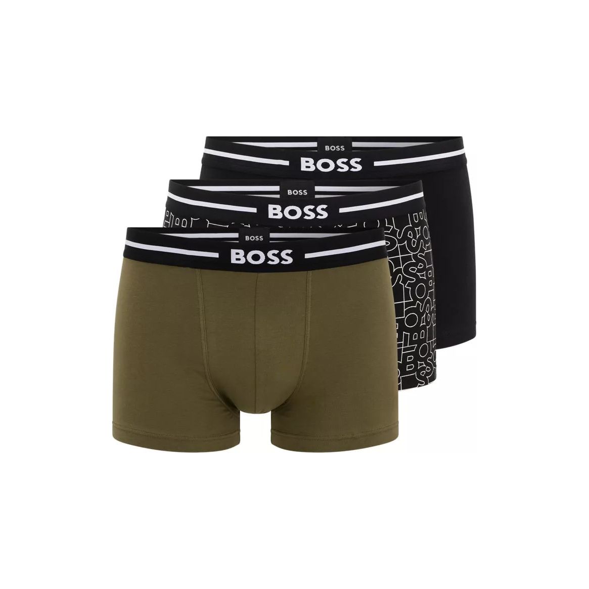 BOSS THREE-PACK OF STRETCH-COTTON TRUNKS WITH LOGO WAISTBANDS - Yooto