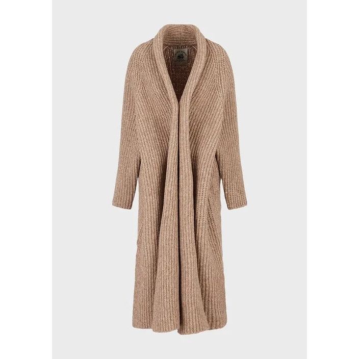 EMPORIO ARMANI CHALET CAPSULE COLLECTION WOOL-BLEND RIBBED-KNIT COAT - Yooto