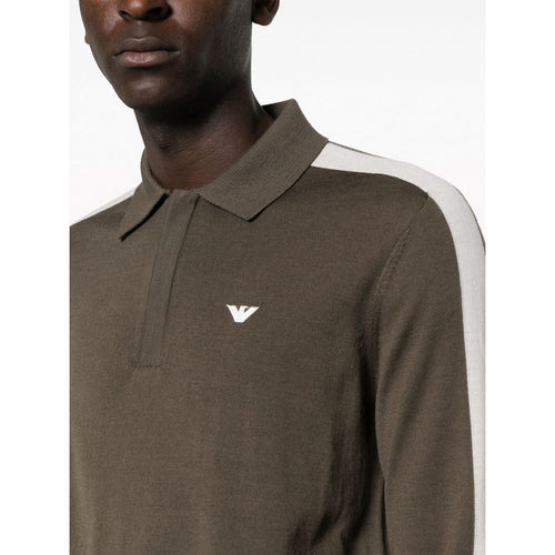 Load image into Gallery viewer, EMPORIO ARMANI VIRGIN WOOL POLO-SHIRT COLLAR JUMPER WITH INTARSIA STRIPES - Yooto
