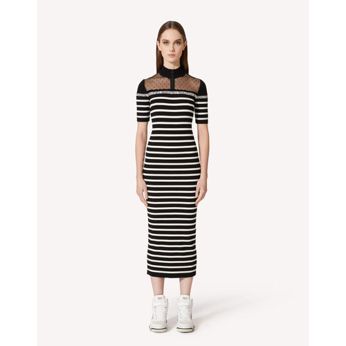 Load image into Gallery viewer, RED VALENTINO STRIPED STRETCH VISCOSE KNIT DRESS - Yooto
