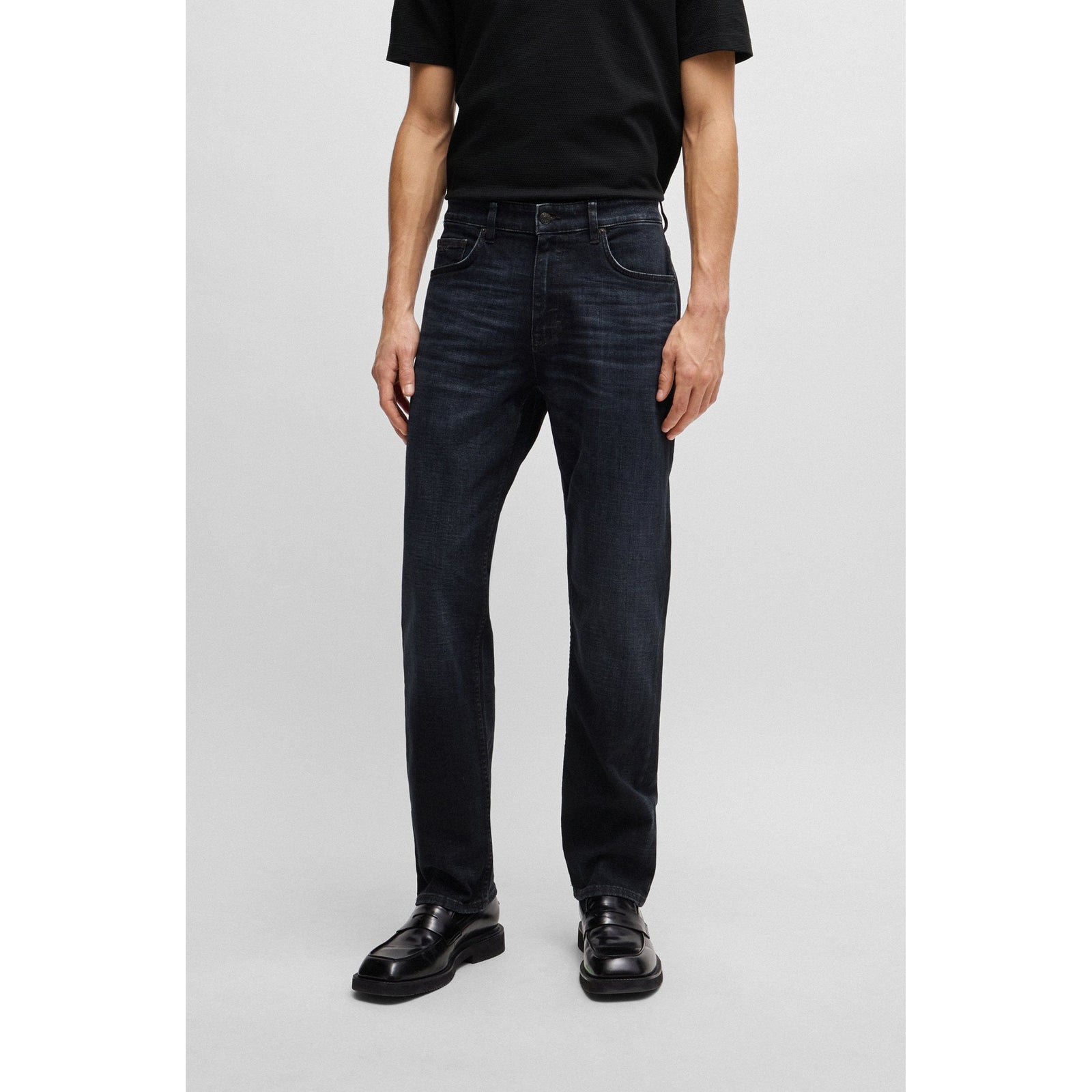 BOSS RELAXED-FIT JEANS IN BLUE CASHMERE-TOUCH DENIM - Yooto