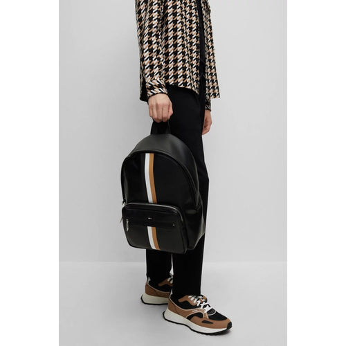 Load image into Gallery viewer, BOSS SIGNATURE-STRIPE BACKPACK IN SYNTHETIC COATED FABRIC - Yooto
