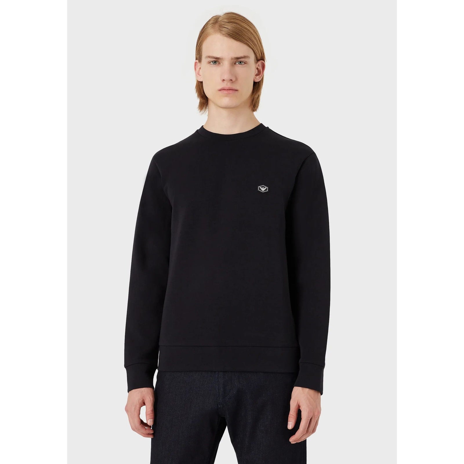 EMPORIO ARMANI DOUBLE-JERSEY SWEATSHIRT WITH MICRO LOGO PATCH - Yooto