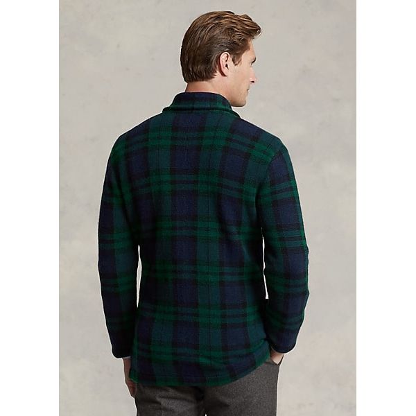 POLO RALPH LAUREN PLAID WOOL-CASHMERE BLAZER CARDIGAN - Yooto