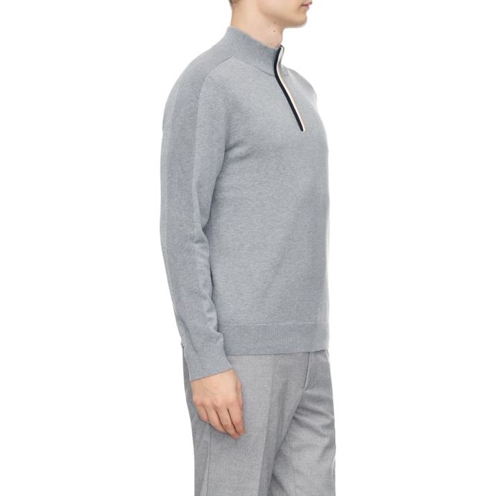 BOSS REGULAR-FIT TROYER SWEATER IN COTTON AND VIRGIN WOOL - Yooto