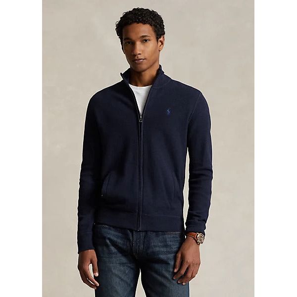 POLO RALPH LAUREN MESH-KNIT COTTON FULL-ZIP SWEATSHIRT - Yooto