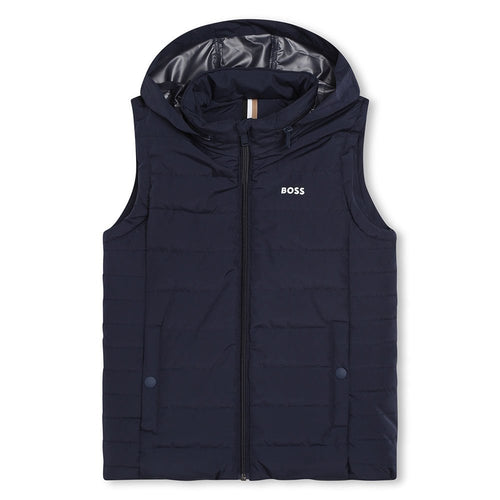 Load image into Gallery viewer, BOSS KIDS&#39; GILET WITH PRINTED LOGO AND PACKABLE HOOD - Yooto
