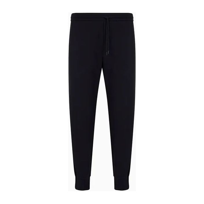 EMPORIO ARMANI DOUBLE-JERSEY JOGGERS WITH RUBBERISED LETTERING PRINT SIDE STRIPES - Yooto