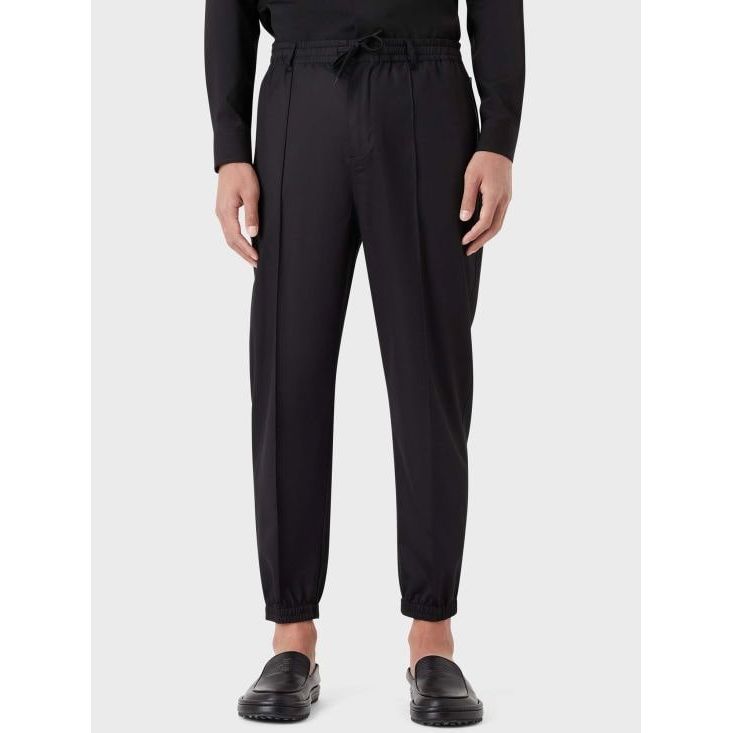 EMPORIO ARMANI DRAWSTRING TROUSERS IN LIGHTWEIGHT LYOCELL-BLEND SATIN - Yooto