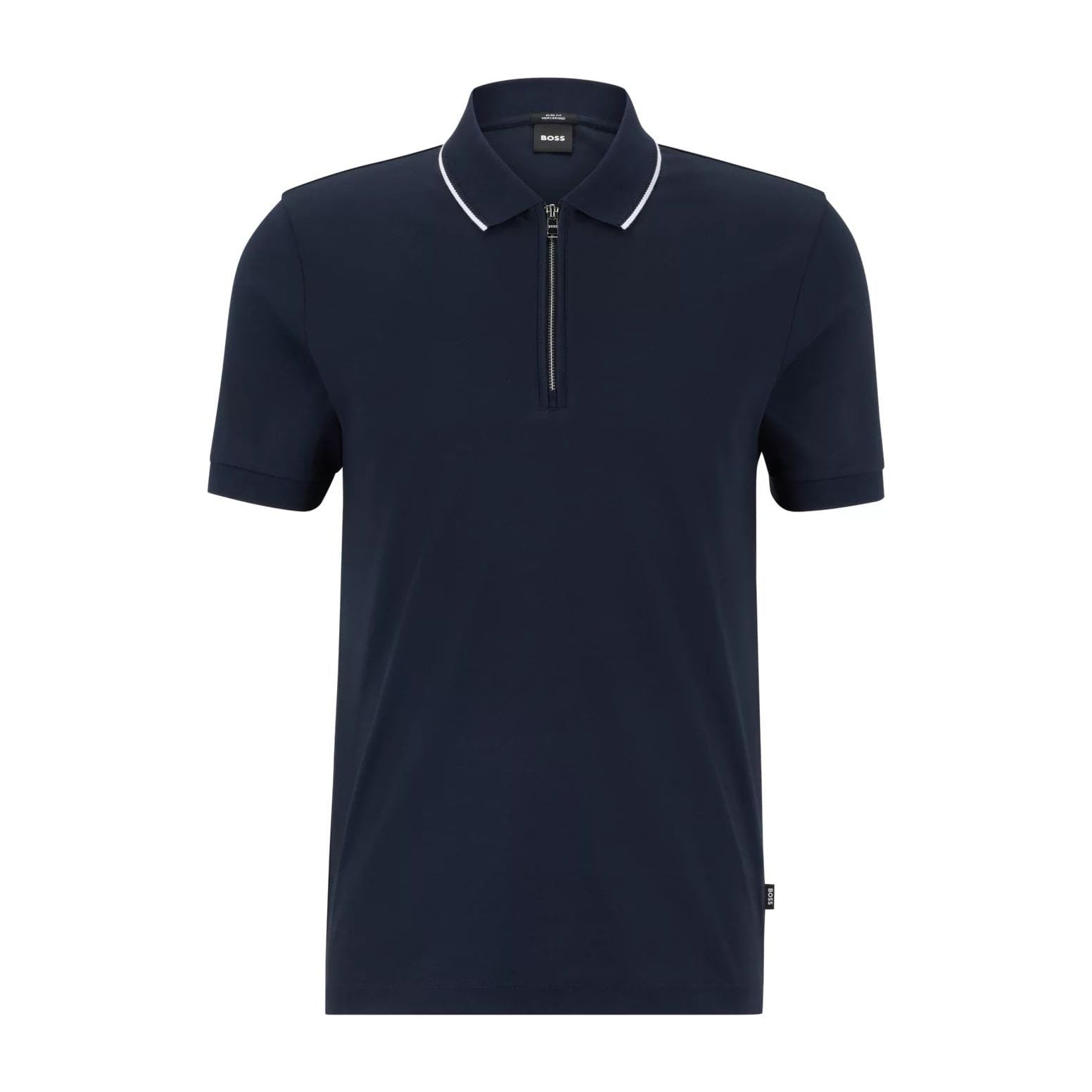 BOSS ZIP-NECK SLIM-FIT POLO SHIRT IN INTERLOCK COTTON - Yooto