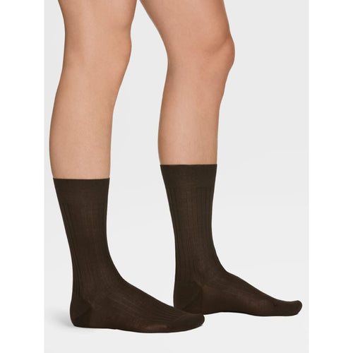 Load image into Gallery viewer, Brown Cotton Ribbed Mid Calf Socks - Yooto
