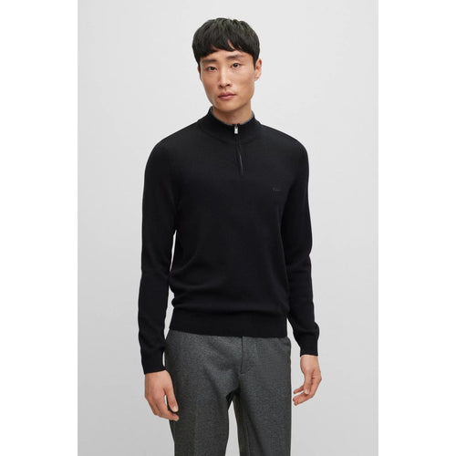 Load image into Gallery viewer, BOSS ZIP-NECK SWEATER IN VIRGIN WOOL WITH EMBROIDERED LOGO - Yooto
