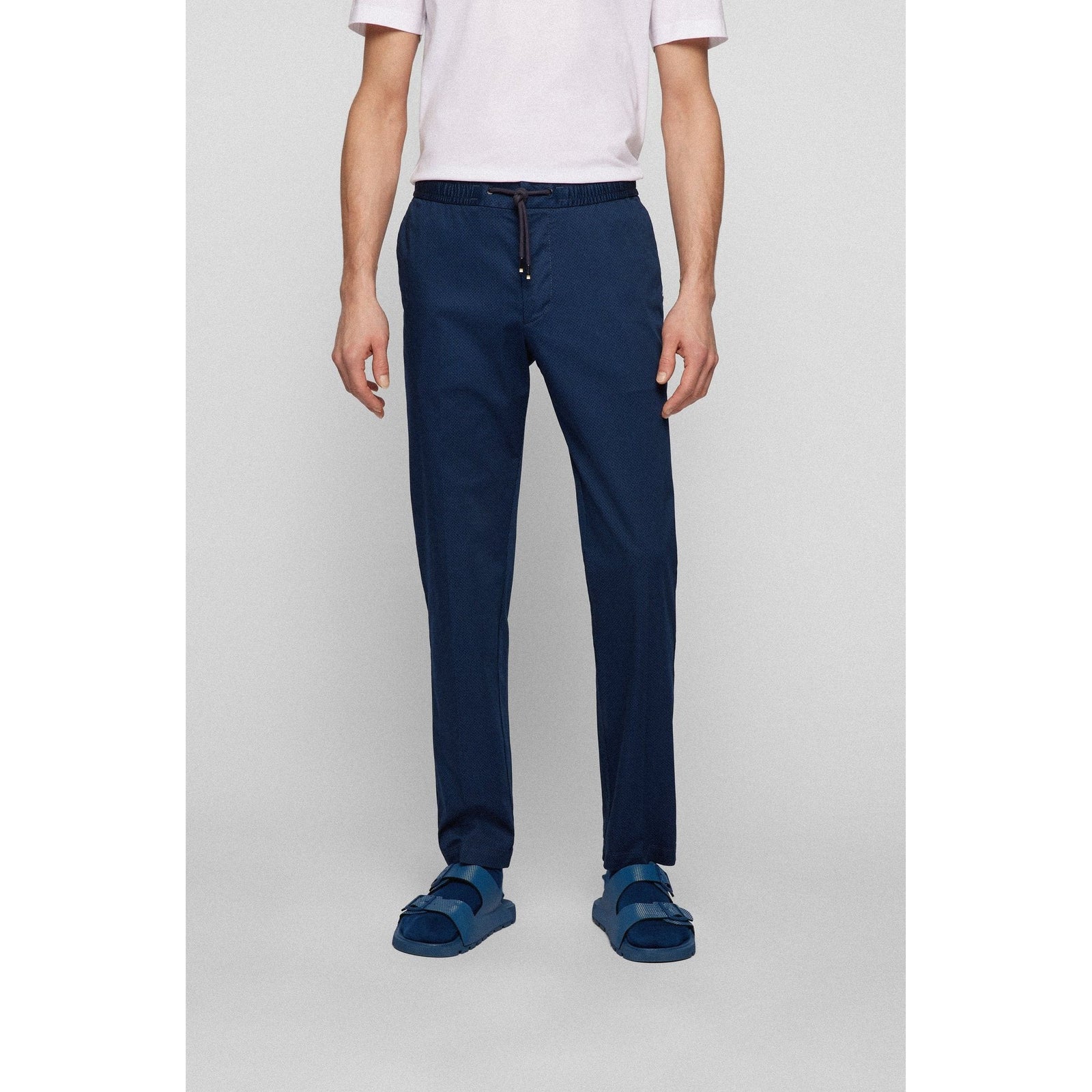 SLIM-FIT TROUSERS IN PRINTED STRETCH COTTON - Yooto