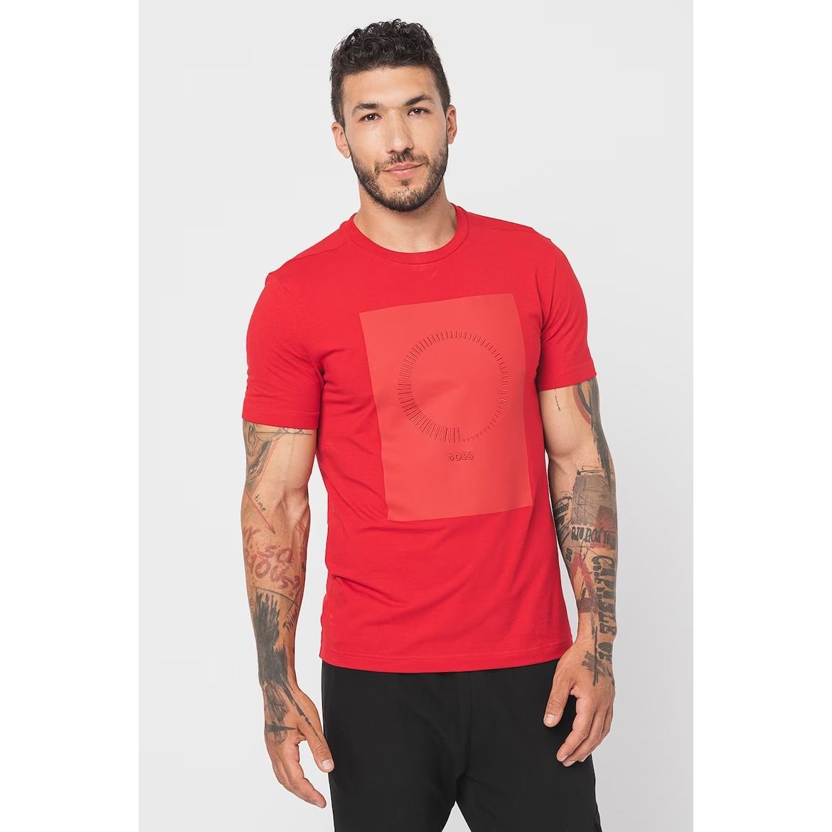 BOSS STRETCH-COTTON T-SHIRT WITH PRINTED AND EMBROIDERED ARTWORK - Yooto