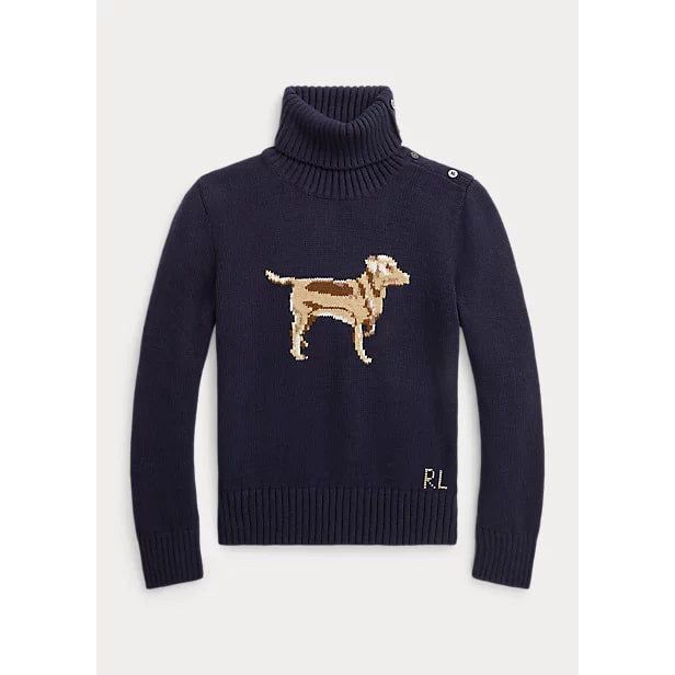 POLO RALPH LAUREN COTTON BLEND TURTLENECK WITH DOG - Yooto