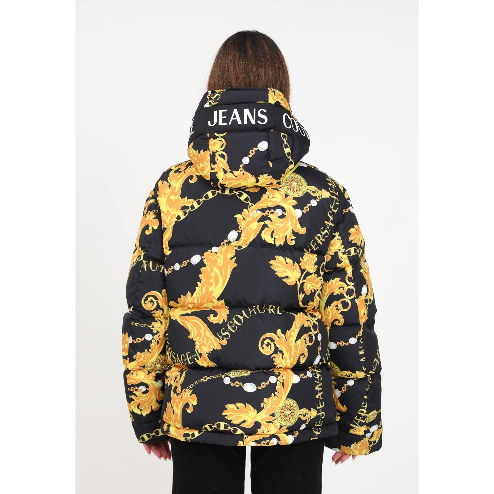 VERSACE JEANS COUTURE DOWN JACKET WITH COUTURE LOGO PRINT - Yooto