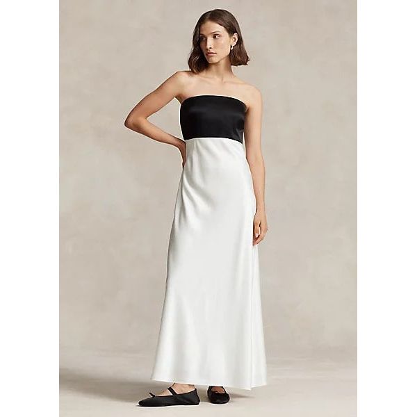 POLO RALPH LAUREN STRAPLESS TWO-TONE SATIN GOWN - Yooto