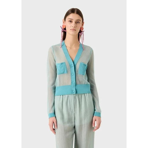 Load image into Gallery viewer, EMPORIO ARMANI SEMI-SHEER KNITTED VISCOSE CARDIGAN WITH POCKETS - Yooto
