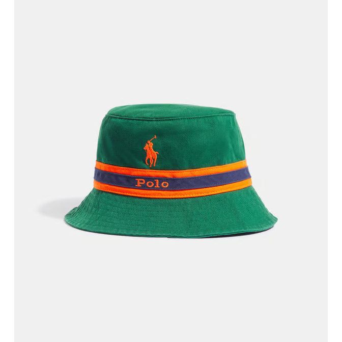 POLO RALPH LAUREN STRIPED-BAND TWILL BUCKET HAT - Yooto