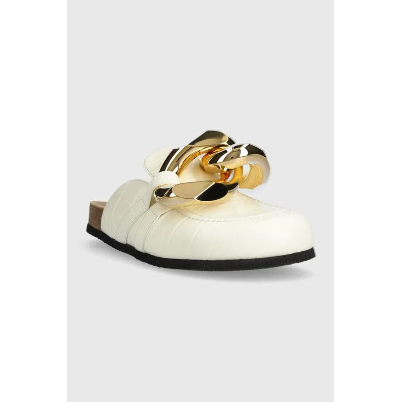JW ANDERSON LEATHER SLIDERS CHAIN LOAFER - Yooto