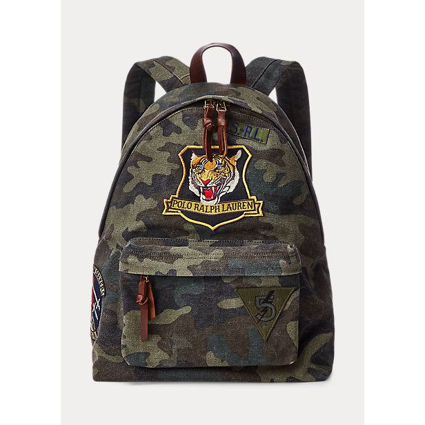 POLO RALPH LAUREN TIGER-PATCH CAMO CANVAS BACKPACK - Yooto