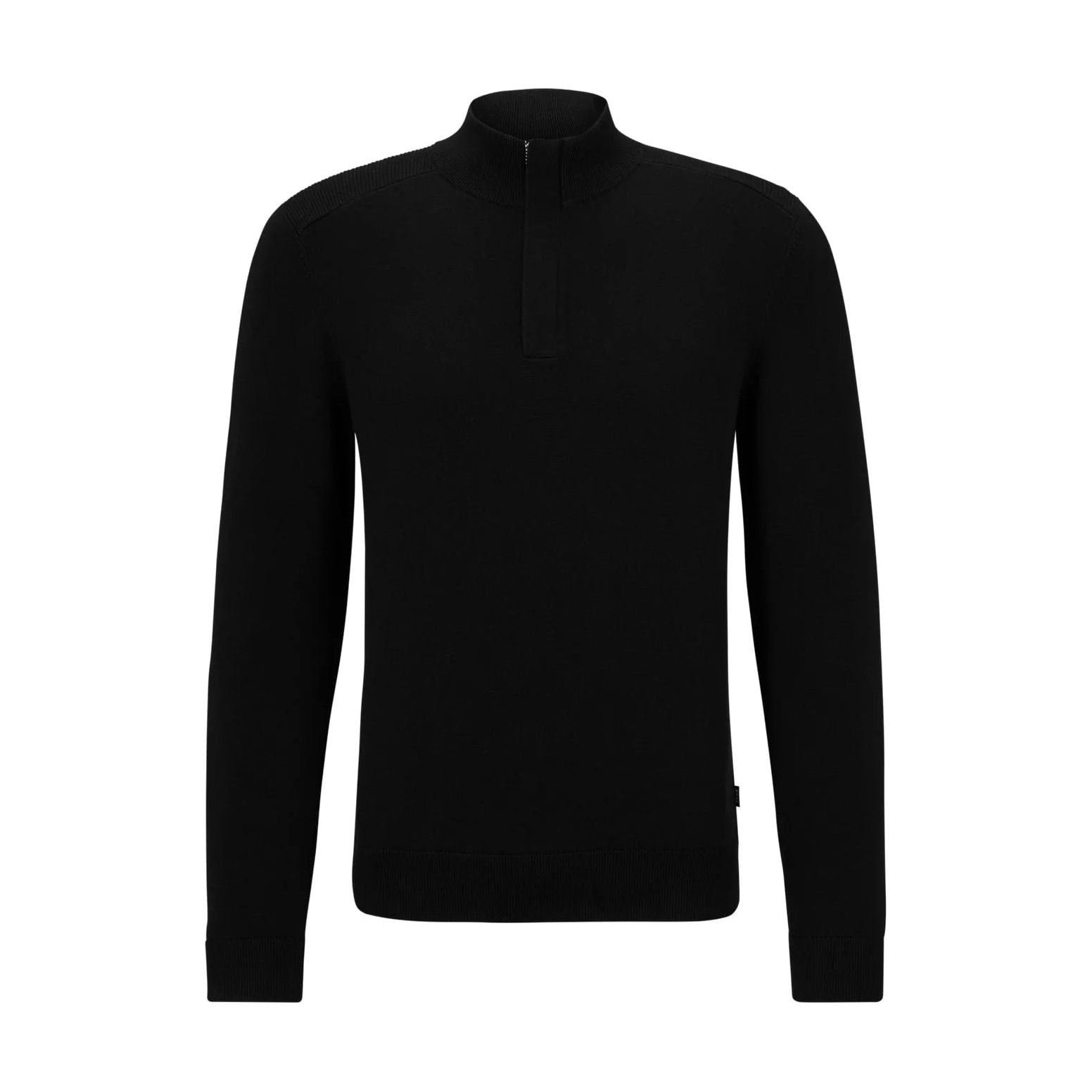 BOSS ZIP-NECK TROYER SWEATER IN COTTON AND VIRGIN WOOL - Yooto