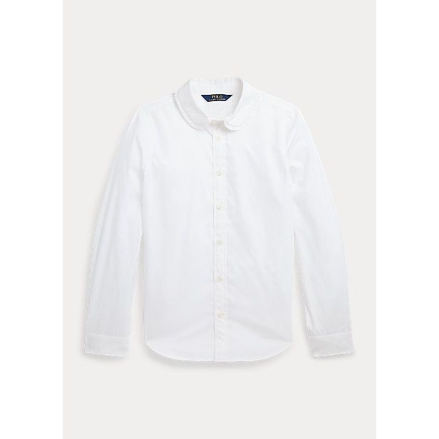 POLO RALPH LAUREN RUFFLE-TRIM COTTON BROADCLOTH SHIRT - Yooto