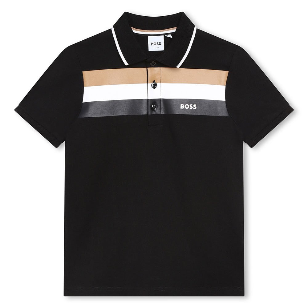 BOSS KIDS' POLO SHIRT IN STRETCH COTTON WITH SIGNATURE STRIPE - Yooto